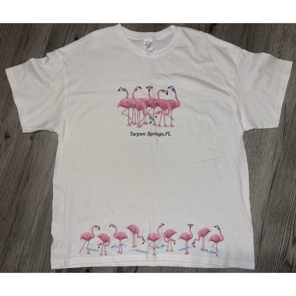 Vintage 1990's Flamingos W/Sunglasses Tarpon Springs Florida Adult‎ XL T-Shirt